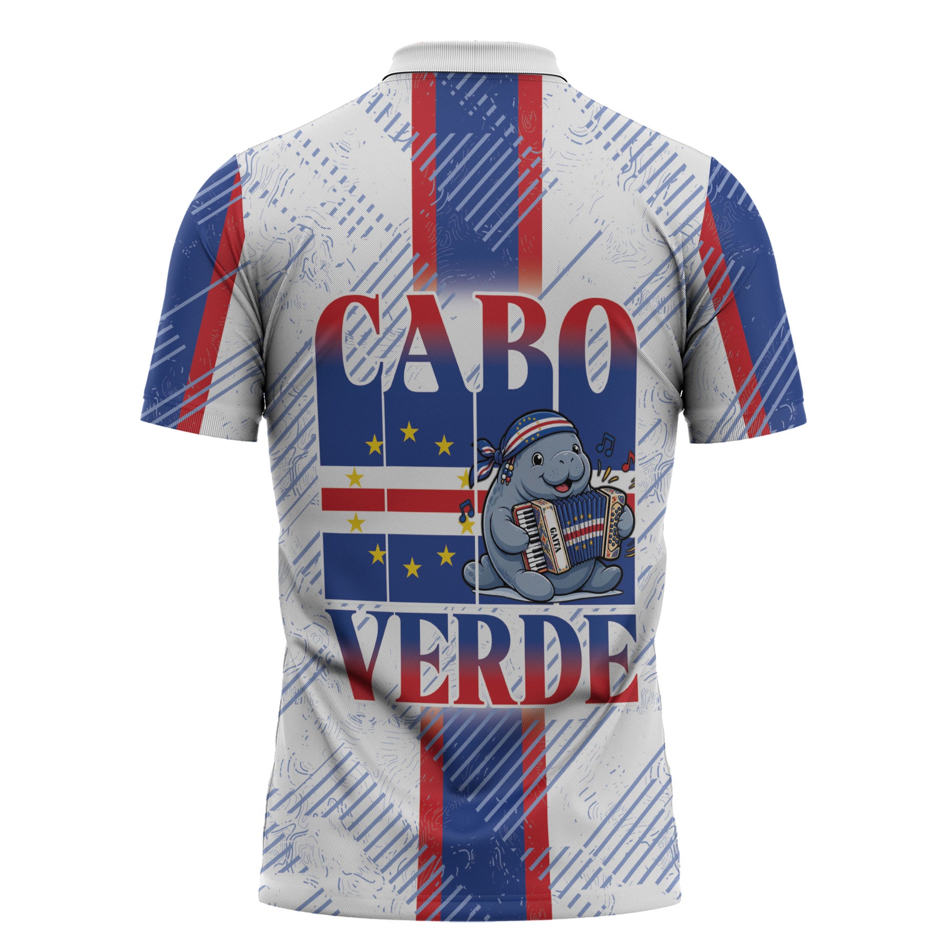 Accordion Gaita Cabo Verde Zipper Polo Shirt Cape Verdean Instrument Cute Manatee