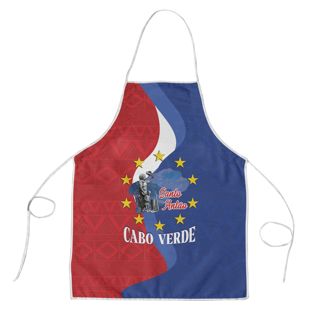 Santo Antao Cabo Verde Apron Map With Me Maia Statue African Pattern