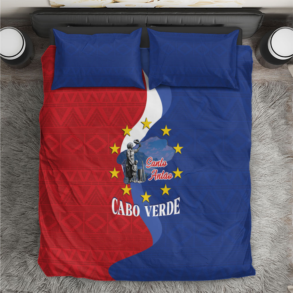 Santo Antao Cabo Verde Bedding Set Map With Me Maia Statue African Pattern