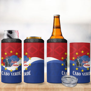 Santo Antao Cabo Verde 4 in 1 Can Cooler Tumbler Map With Me Maia Statue African Pattern