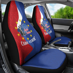 Santo Antao Cabo Verde Car Seat Cover Map With Me Maia Statue African Pattern