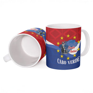Santo Antao Cabo Verde Ceramic Mug Map With Me Maia Statue African Pattern