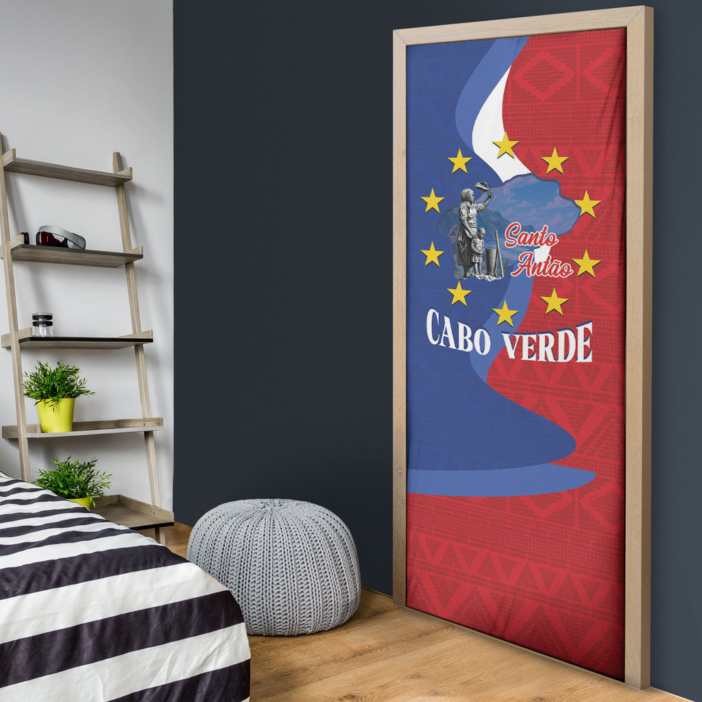 Santo Antao Cabo Verde Door Cover Map With Me Maia Statue African Pattern