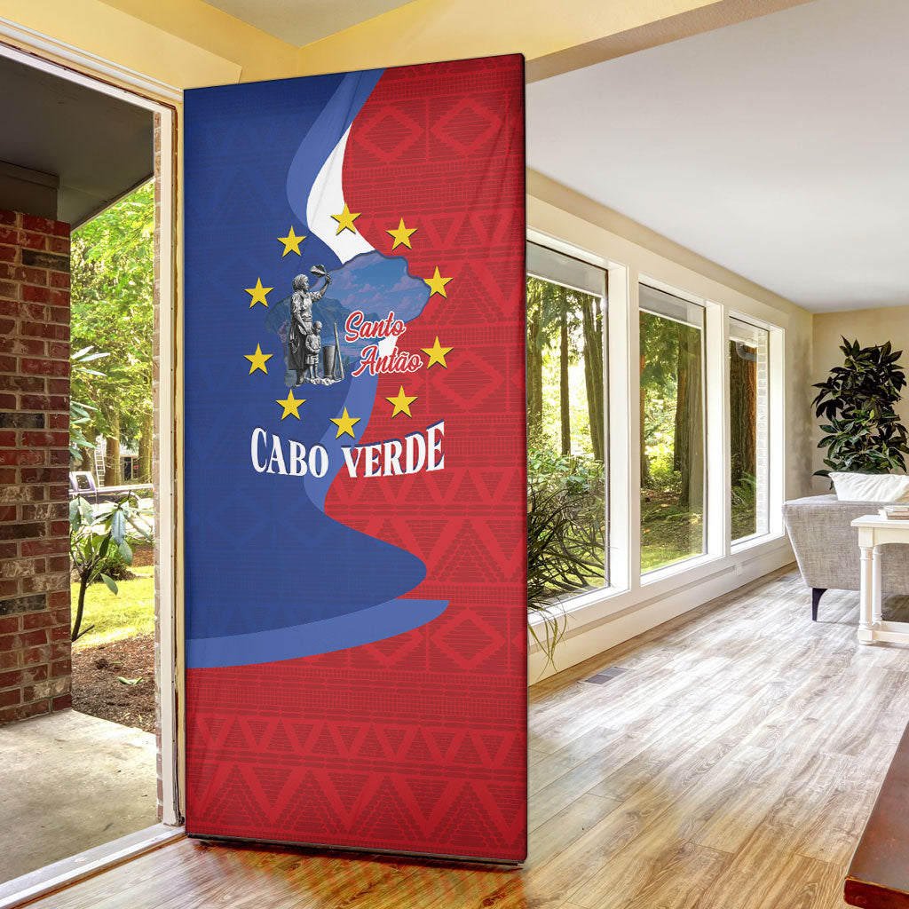 Santo Antao Cabo Verde Door Cover Map With Me Maia Statue African Pattern