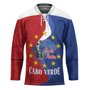Santo Antao Cabo Verde Hockey Jersey Map With Me Maia Statue African Pattern