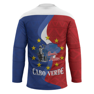 Santo Antao Cabo Verde Hockey Jersey Map With Me Maia Statue African Pattern