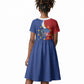 Santo Antao Cabo Verde Kid Short Sleeve Dress Map With Me Maia Statue African Pattern
