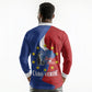 Santo Antao Cabo Verde Long Sleeve Polo Shirt Map With Me Maia Statue African Pattern