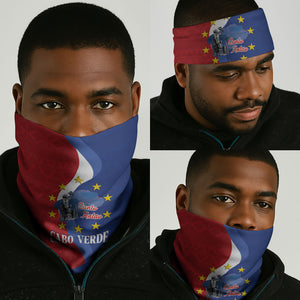 Santo Antao Cabo Verde Neck Gaiter Map With Me Maia Statue African Pattern