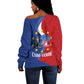 Santo Antao Cabo Verde Off Shoulder Sweater Map With Me Maia Statue African Pattern