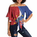 Santo Antao Cabo Verde Off Shoulder Wrap Waist Top Map With Me Maia Statue African Pattern