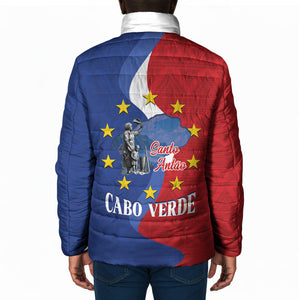 Santo Antao Cabo Verde Padded Jacket Map With Me Maia Statue African Pattern