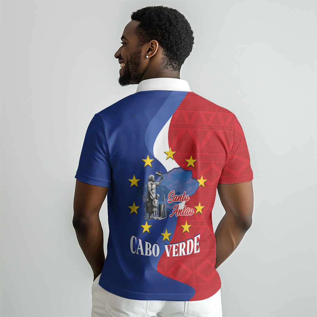 Santo Antao Cabo Verde Polo Shirt Map With Me Maia Statue African Pattern