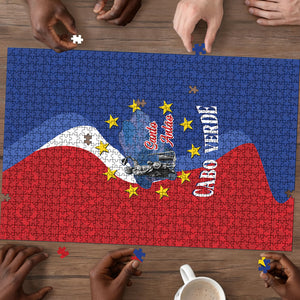 Santo Antao Cabo Verde Puzzle Map With Me Maia Statue African Pattern