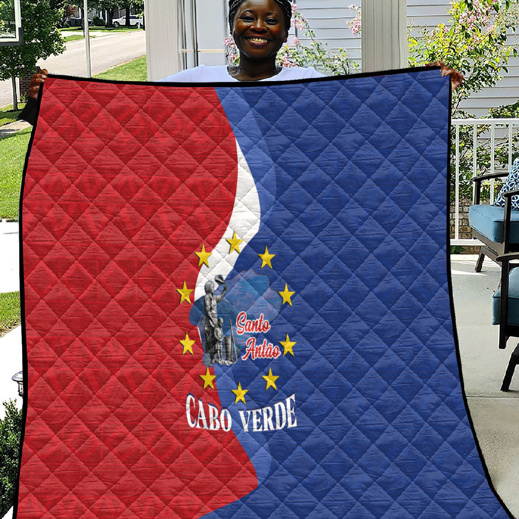 Santo Antao Cabo Verde Quilt Map With Me Maia Statue African Pattern