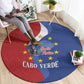 Santo Antao Cabo Verde Round Carpet Map With Me Maia Statue African Pattern