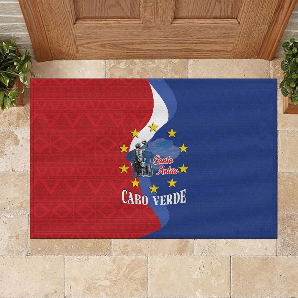 Santo Antao Cabo Verde Rubber Doormat Map With Me Maia Statue African Pattern