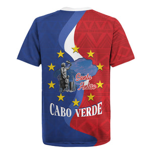 Santo Antao Cabo Verde Rugby Jersey Map With Me Maia Statue African Pattern