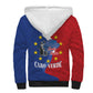 Santo Antao Cabo Verde Sherpa Hoodie Map With Me Maia Statue African Pattern