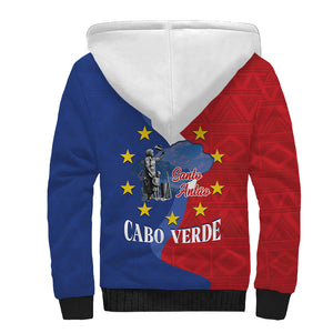 Santo Antao Cabo Verde Sherpa Hoodie Map With Me Maia Statue African Pattern