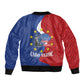 Santo Antao Cabo Verde Sleeve Zip Bomber Jacket Map With Me Maia Statue African Pattern