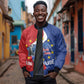 Santo Antao Cabo Verde Sleeve Zip Bomber Jacket Map With Me Maia Statue African Pattern