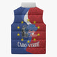Santo Antao Cabo Verde Sleeveless Puffer Jacket Map With Me Maia Statue African Pattern