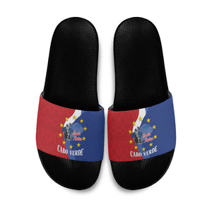 Santo Antao Cabo Verde Slide Sandals Map With Me Maia Statue African Pattern