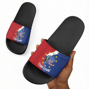 Santo Antao Cabo Verde Slide Sandals Map With Me Maia Statue African Pattern