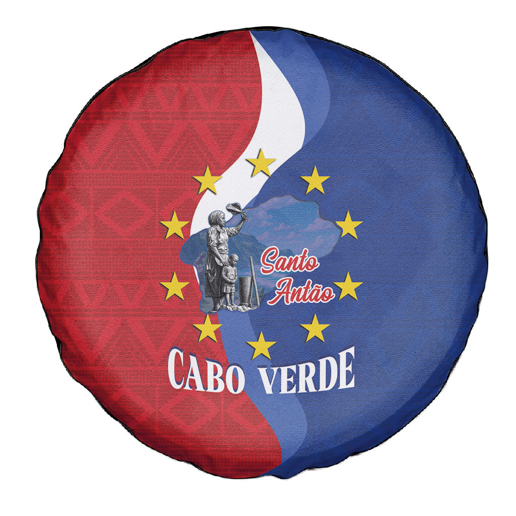 Santo Antao Cabo Verde Spare Tire Cover Map With Me Maia Statue African Pattern