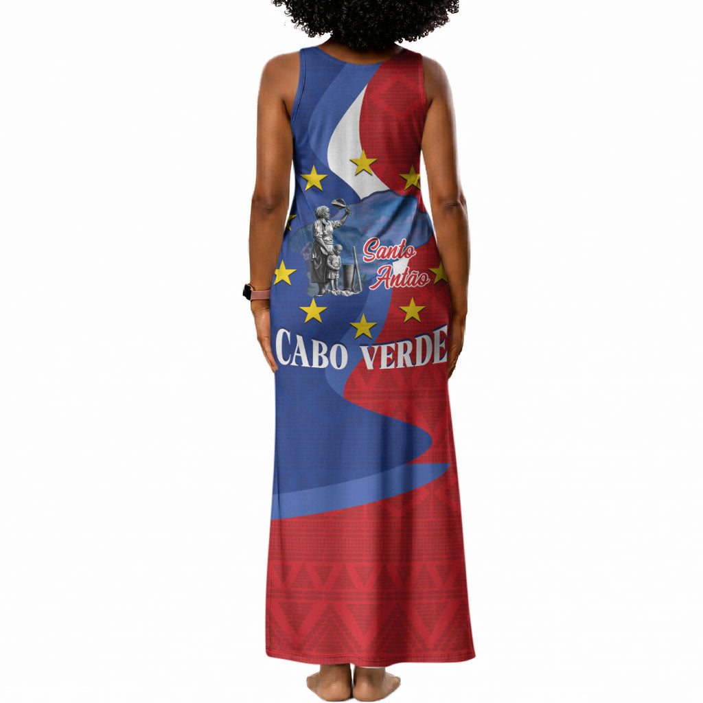 Santo Antao Cabo Verde Tank Maxi Dress Map With Me Maia Statue African Pattern