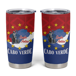 Santo Antao Cabo Verde Tumbler Cup Map With Me Maia Statue African Pattern