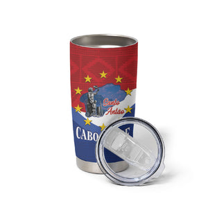 Santo Antao Cabo Verde Tumbler Cup Map With Me Maia Statue African Pattern