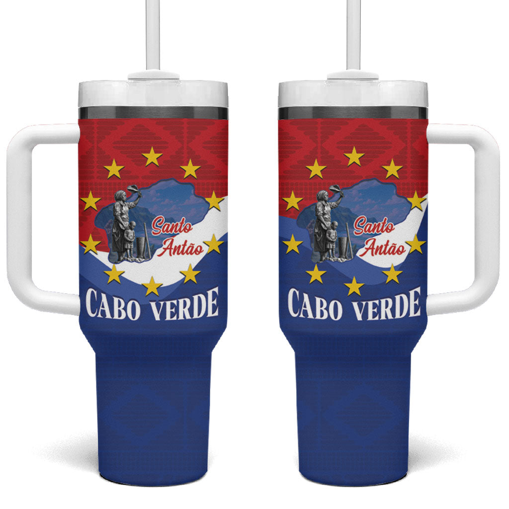 Santo Antao Cabo Verde Tumbler With Handle Map With Me Maia Statue African Pattern