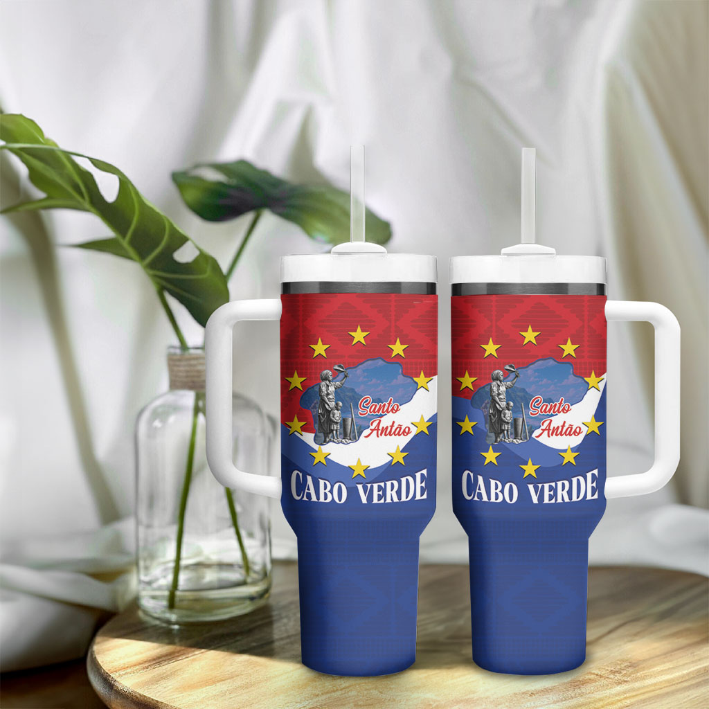 Santo Antao Cabo Verde Tumbler With Handle Map With Me Maia Statue African Pattern