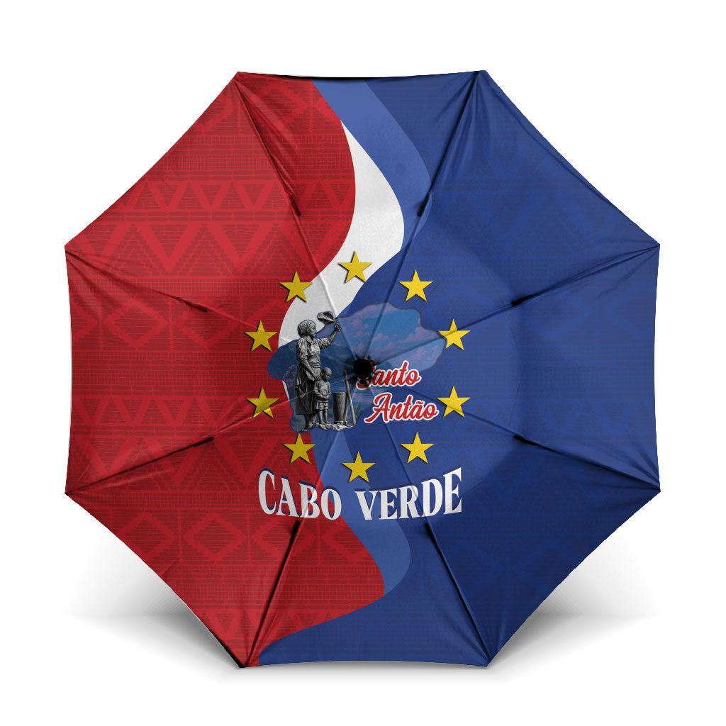 Santo Antao Cabo Verde Umbrella Map With Me Maia Statue African Pattern