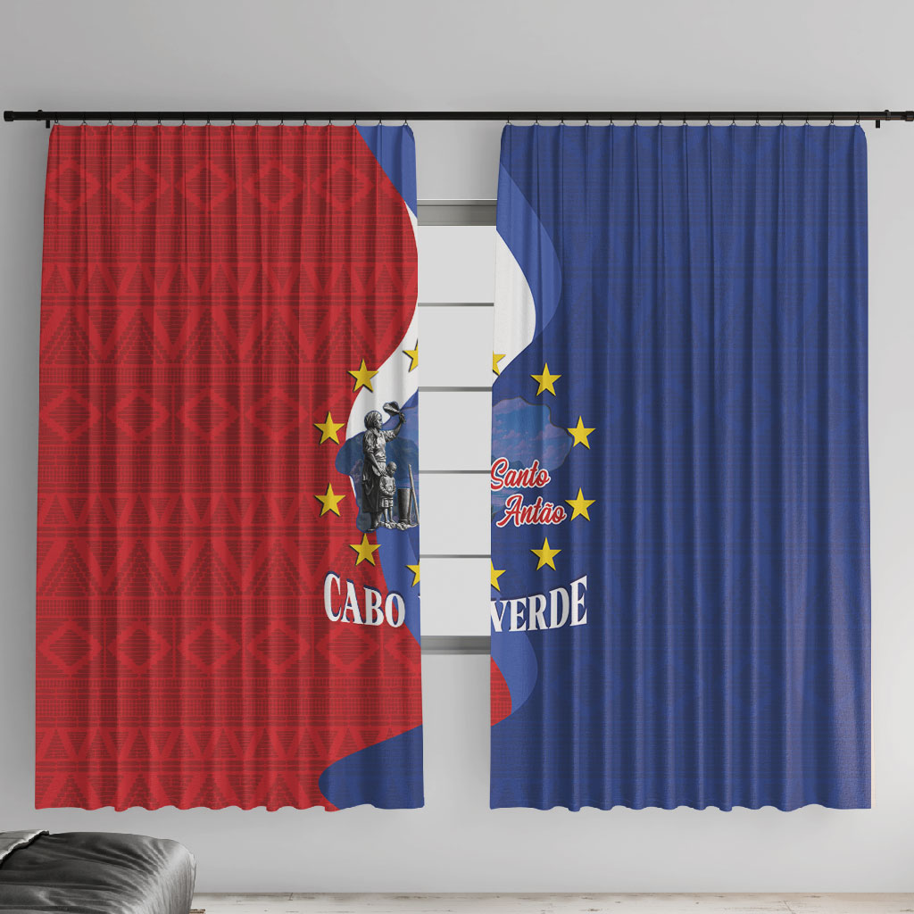 Santo Antao Cabo Verde Window Curtain Map With Me Maia Statue African Pattern