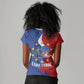 Santo Antao Cabo Verde Women V-Neck T-Shirt Map With Me Maia Statue African Pattern