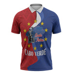 Santo Antao Cabo Verde Zipper Polo Shirt Map With Me Maia Statue African Pattern