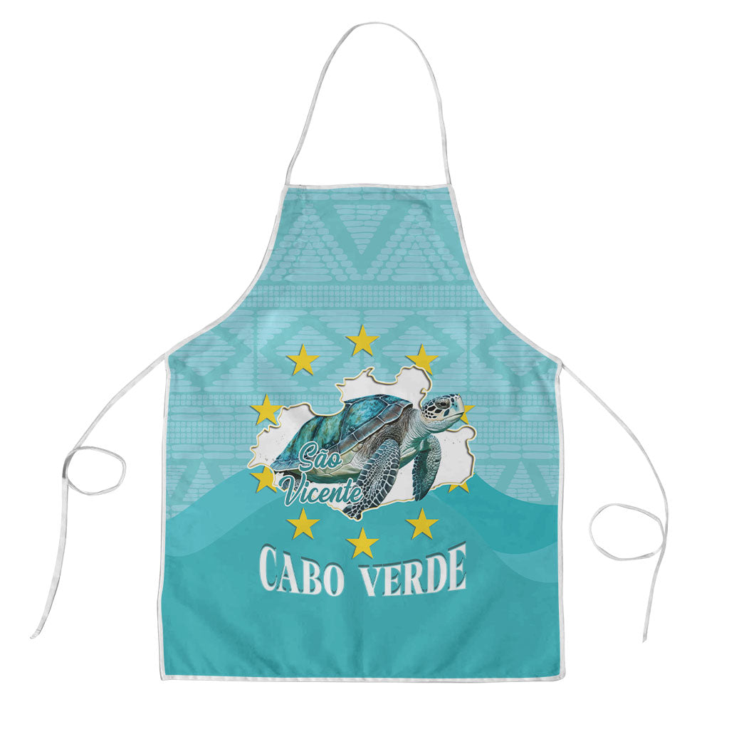 Sao Vincente Cabo Verde Apron Map With Sea Turtle African Pattern