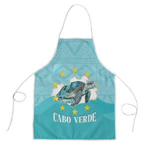 Sao Vincente Cabo Verde Apron Map With Sea Turtle African Pattern