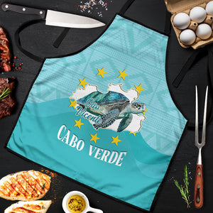 Sao Vincente Cabo Verde Apron Map With Sea Turtle African Pattern