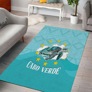 Sao Vincente Cabo Verde Area Rug Map With Sea Turtle African Pattern