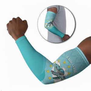 Sao Vincente Cabo Verde Arm Sleeves Map With Sea Turtle African Pattern