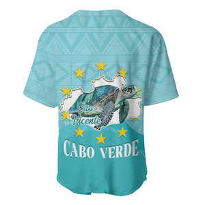 Sao Vincente Cabo Verde Baseball Jersey Map With Sea Turtle African Pattern