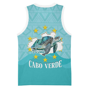 Sao Vincente Cabo Verde Basketball Jersey Map With Sea Turtle African Pattern