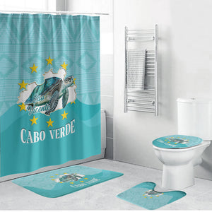 Sao Vincente Cabo Verde Bathroom Set Map With Sea Turtle African Pattern