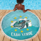 Sao Vincente Cabo Verde Beach Blanket Map With Sea Turtle African Pattern