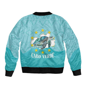 Sao Vincente Cabo Verde Bomber Jacket Map With Sea Turtle African Pattern