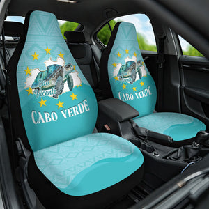 Sao Vincente Cabo Verde Car Seat Cover Map With Sea Turtle African Pattern